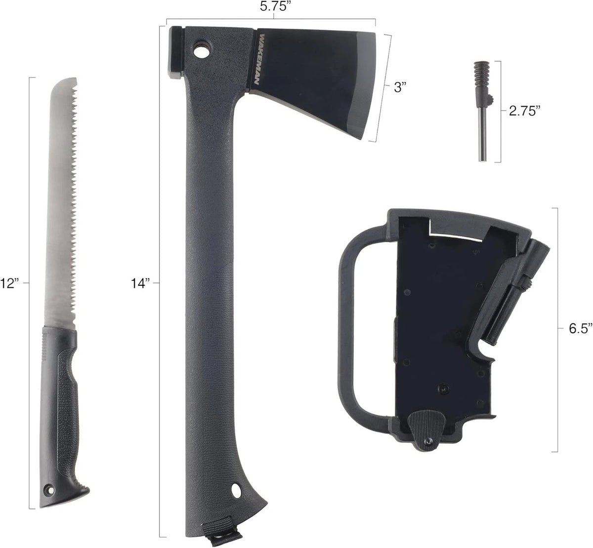 Camping Hand Axe and Survival Gear - Lightweight Hatchet with Nested Black