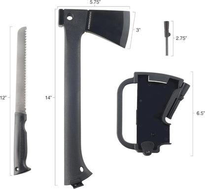 Camping Hand Axe and Survival Gear - Lightweight Hatchet with Nested Black