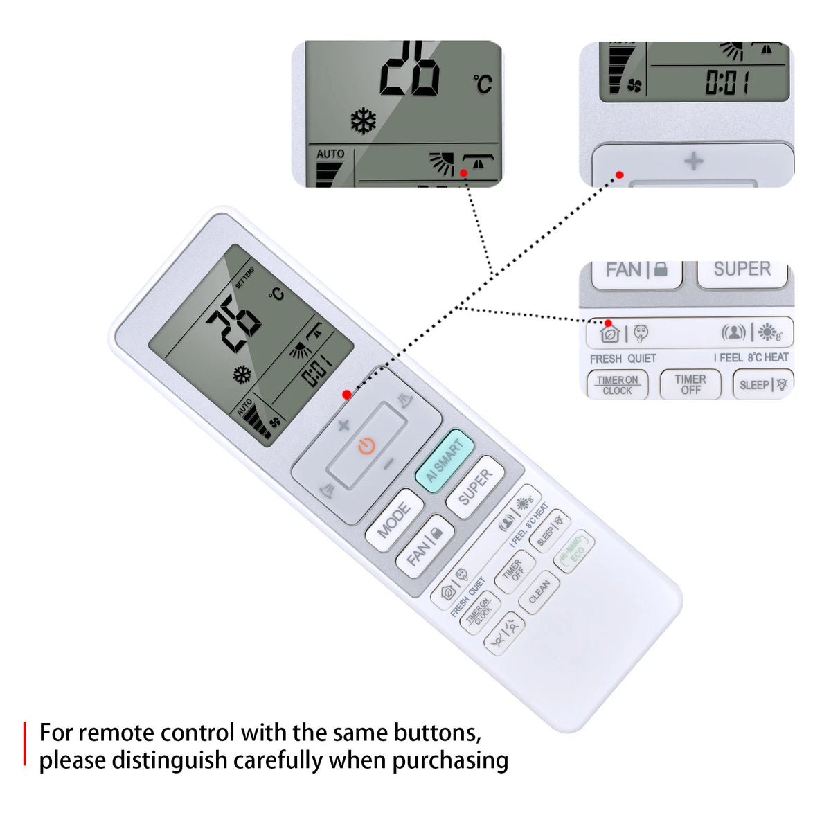 Replacement Remote Control For Hisense Air Conditioner RCH-RTY4-0(HSN)