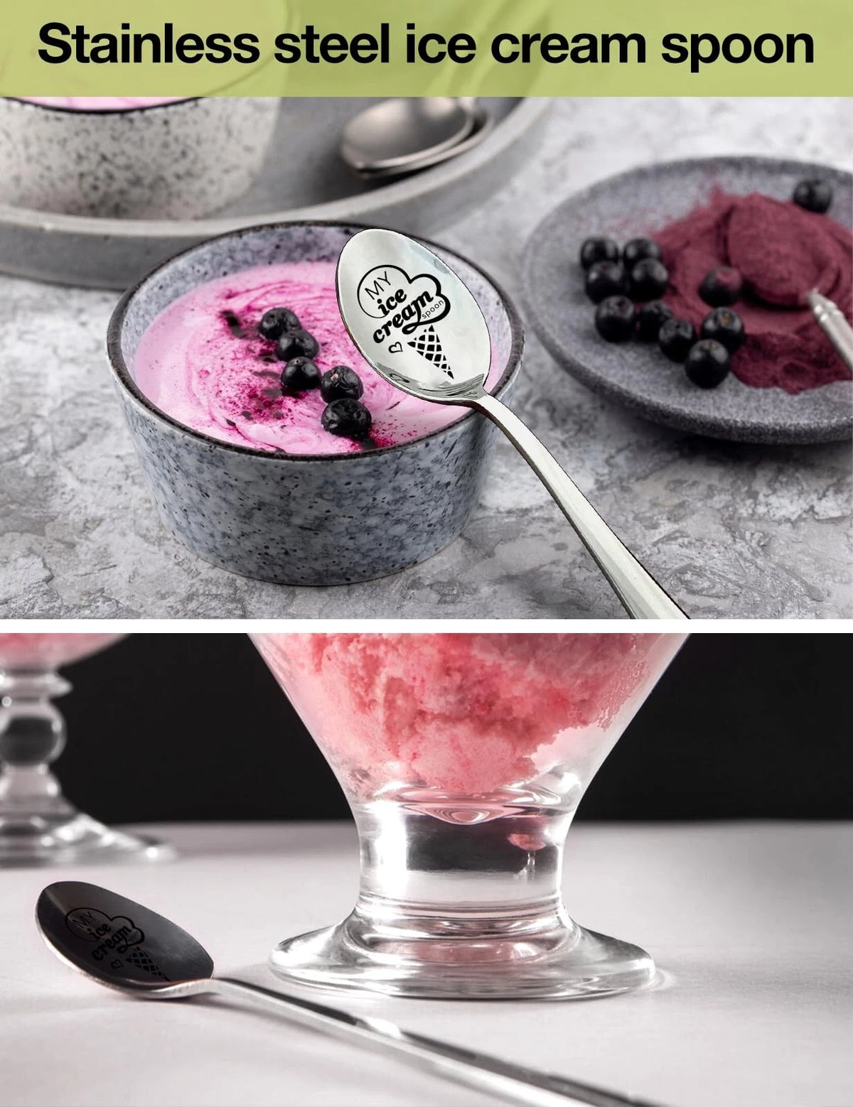PWHINGN Funny My Ice Cream Spoon Engraved 7.5 x 1.3 x 0.8 inches, Silver
