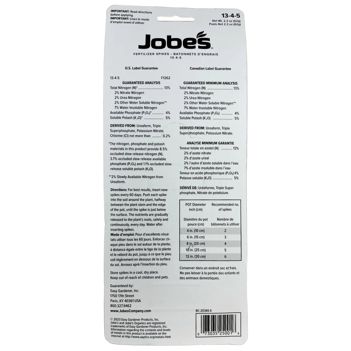 Jobe's 5001T Houseplant Fertilizer Food Spikes, 50 Pack