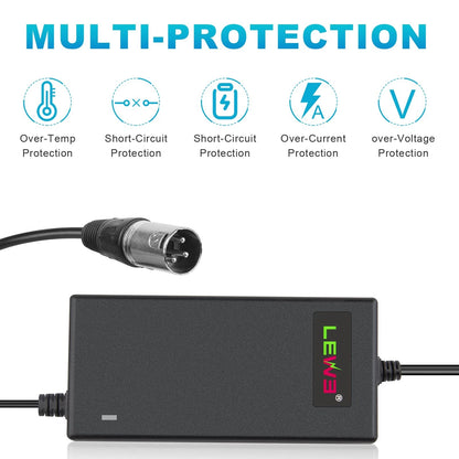 24V 5A 3-Pin Male XLR Connector Battery Charger for Lakematic, Pride Black