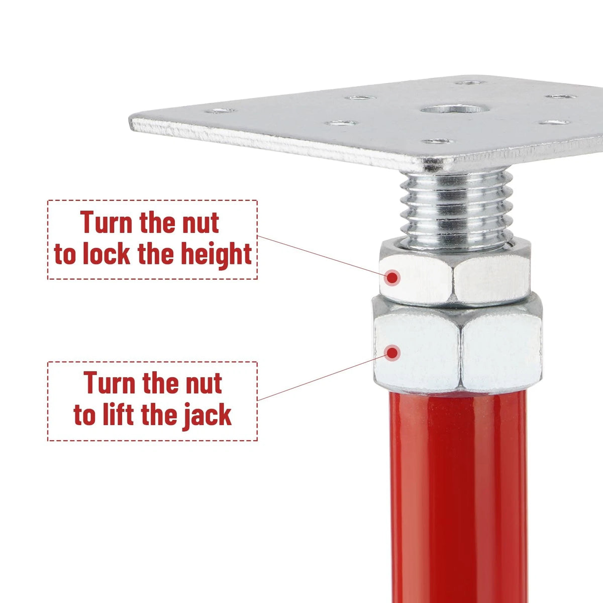 TRUCFUSION House Floor Jacks, 5-8" Height Range Adjustable Screw 2X, red
