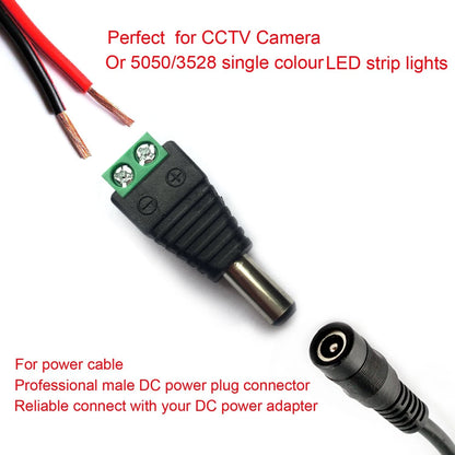 DAYKIT 10 Pairs 12V Male+Female 2.1x5.5MM DC Power Jack Plug 2.1x5.5MM, Black