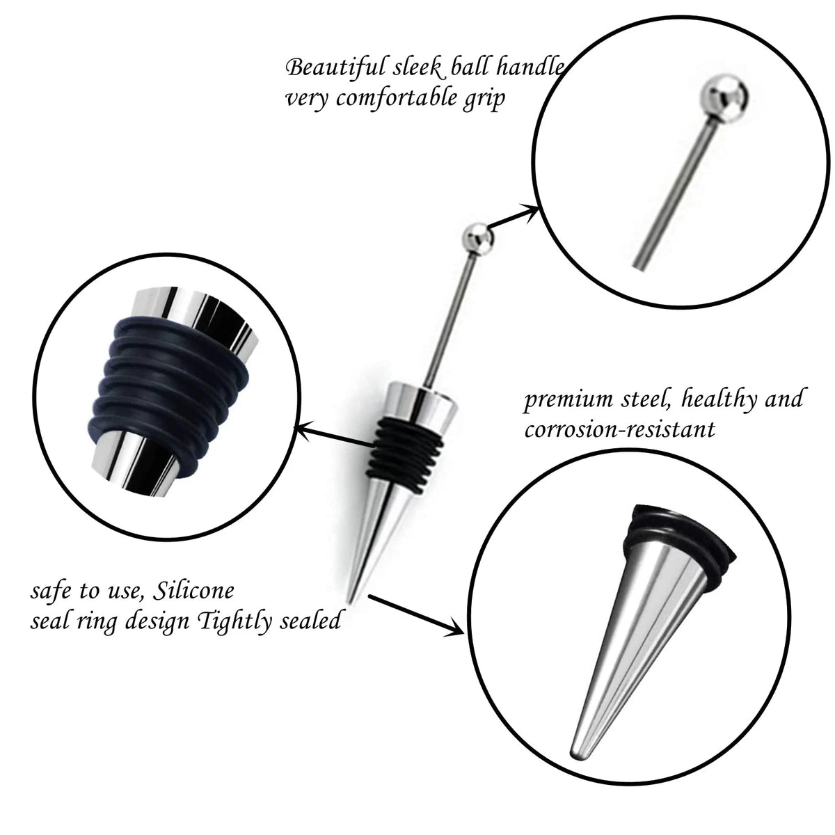 10Pcs Wine Stoppers for Bottles, ENLAYER Stainless Steel 10PCS