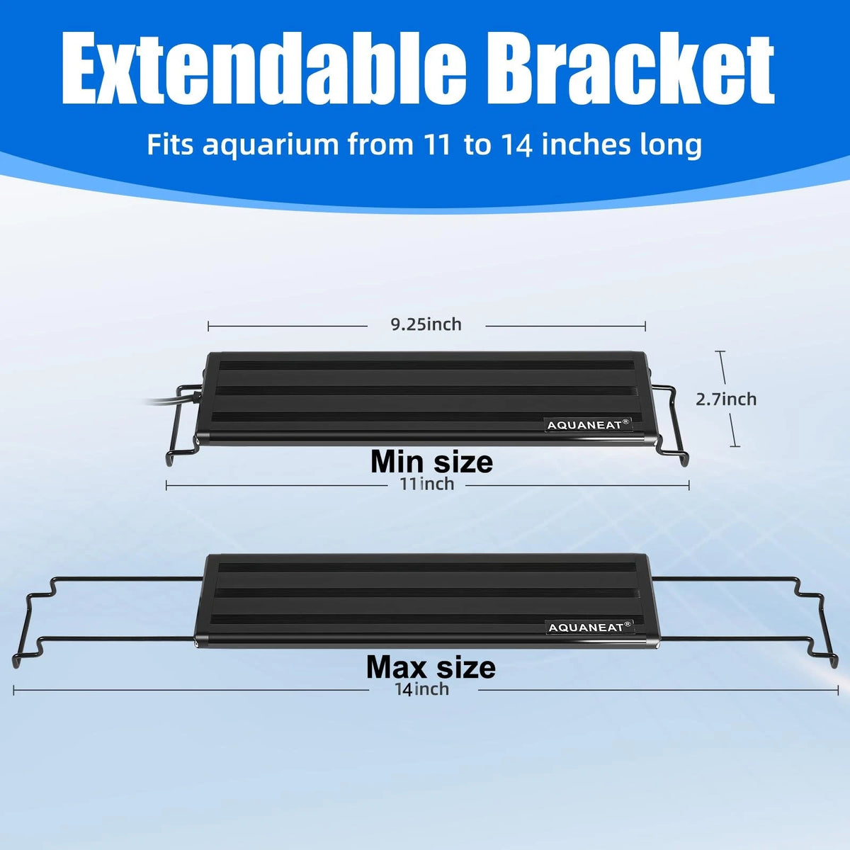AQUANEAT LED Aquarium Light Full Spectrum 12 11"-14", light cover is black