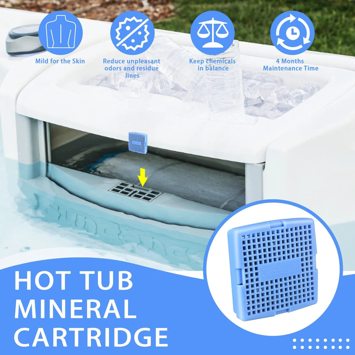 Hot Tub Mineral Cartridge, Silver Ion Freshwater Salt System 1 - Pack