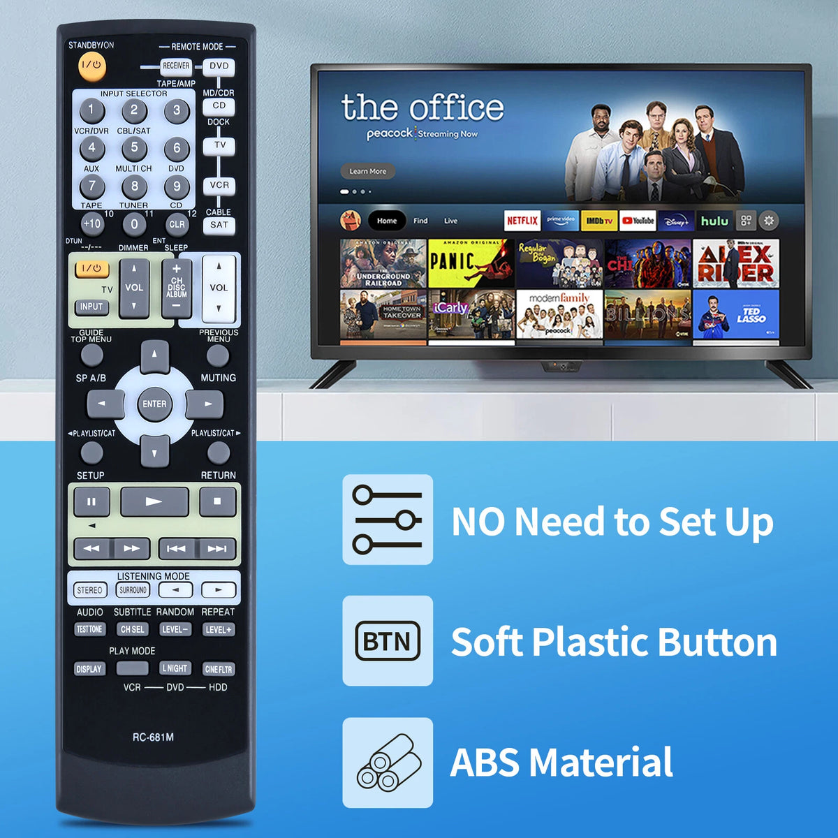 RC-681M For Onkyo AV Receiver Remote Control HT-R508 TX-SR575 TX-SR8550
