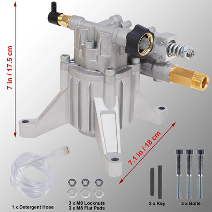 Biswing Pressure Washer Pump, 7/8" Shaft Vertical Plunger, 3400 PSI Silver