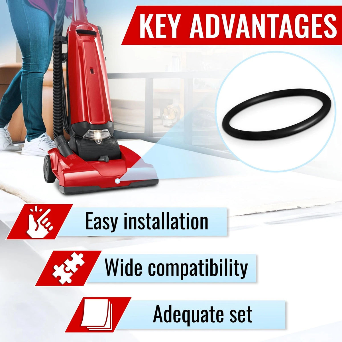 6Pcs Sanitaire Vacuum Belts - 5.79 x 5.43 x 0.87, Black