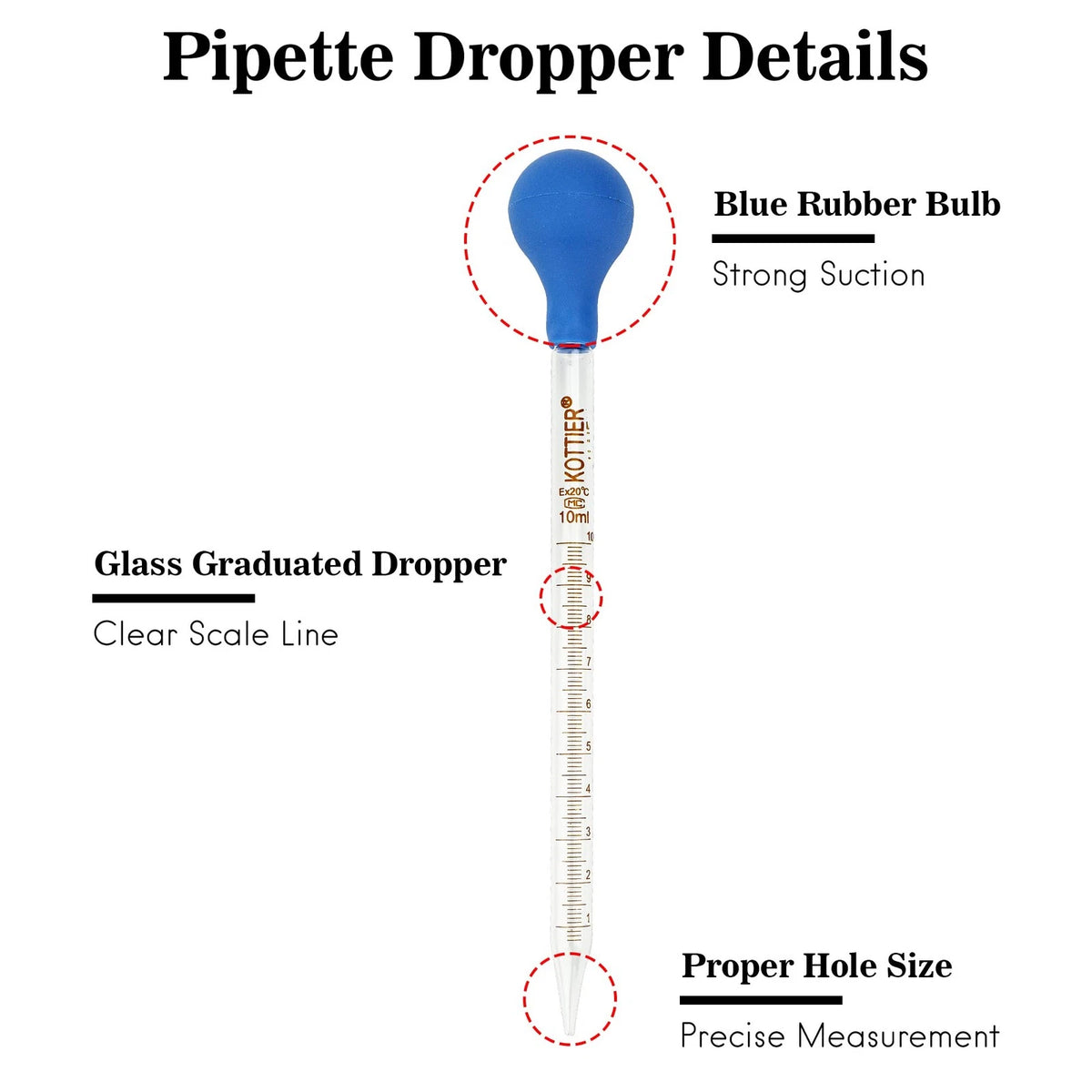 3Pcs Glass Pipettes Dropper, 10ml Graduated Liquid Dropper with Rubber Bulb...