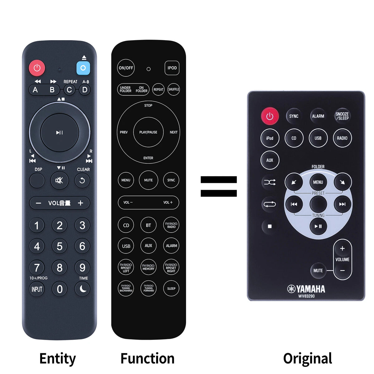 WV83290 Replacement Remote Control For Yamaha TSX-140 BL BK GR iPod Dock Stereo