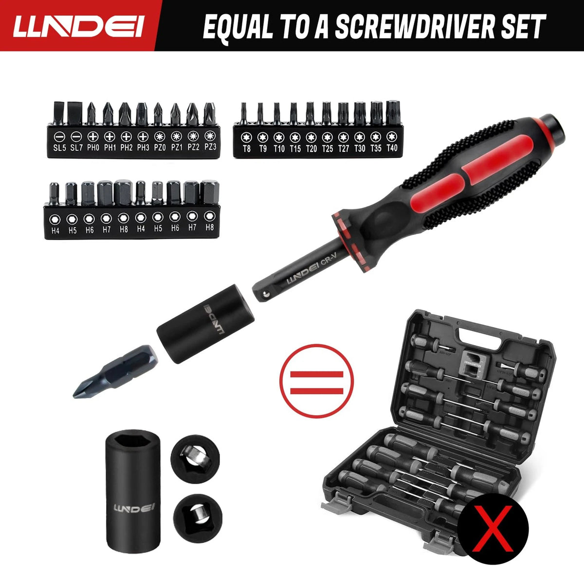 LLNDEI 48 Piece 1/4 Inch Mini Socket Ratchet Wrench Set, Metric 48pcs, Black