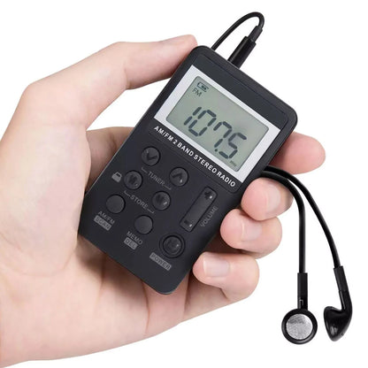 Digital Portable Pocket LCD AM FM Radio Stereo USB Rechargeable w/Earphone