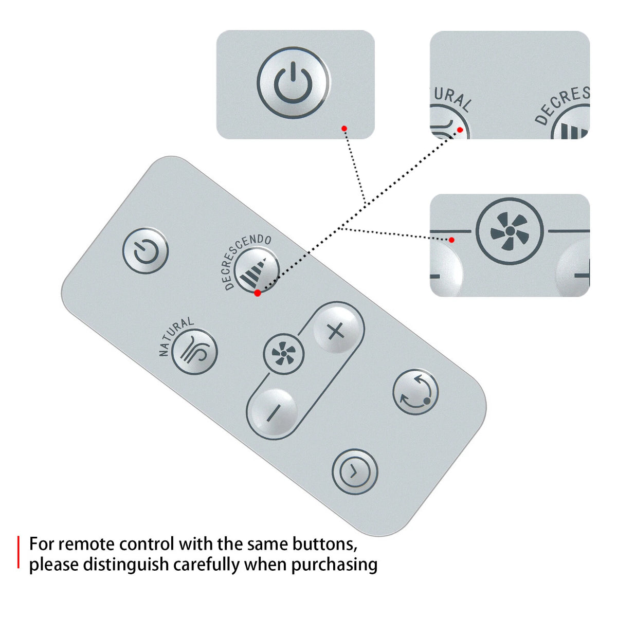 Replacement Remote Control For Rowenta Turbo Silence Extreme Fan VU5870