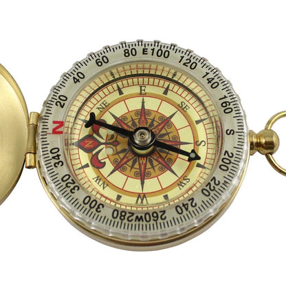 Outdoor Camping Luminous Brass Pocket Watch Style Military Army Compass Keychain