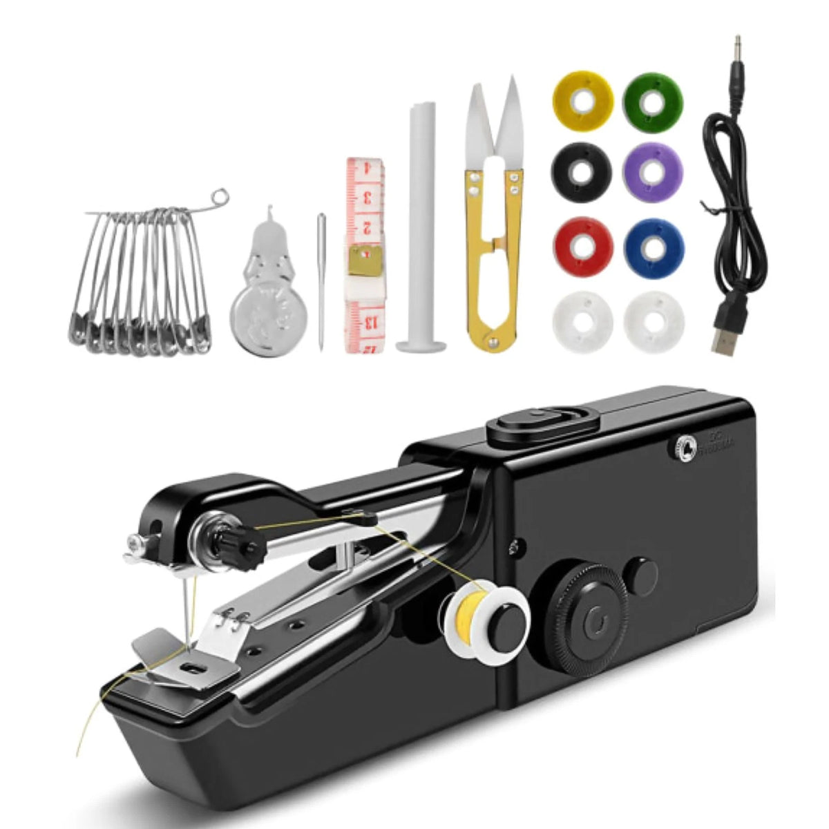 Handheld Mini Sewing Machine Stitch Electric Compact Tool w/ Accessories Kit