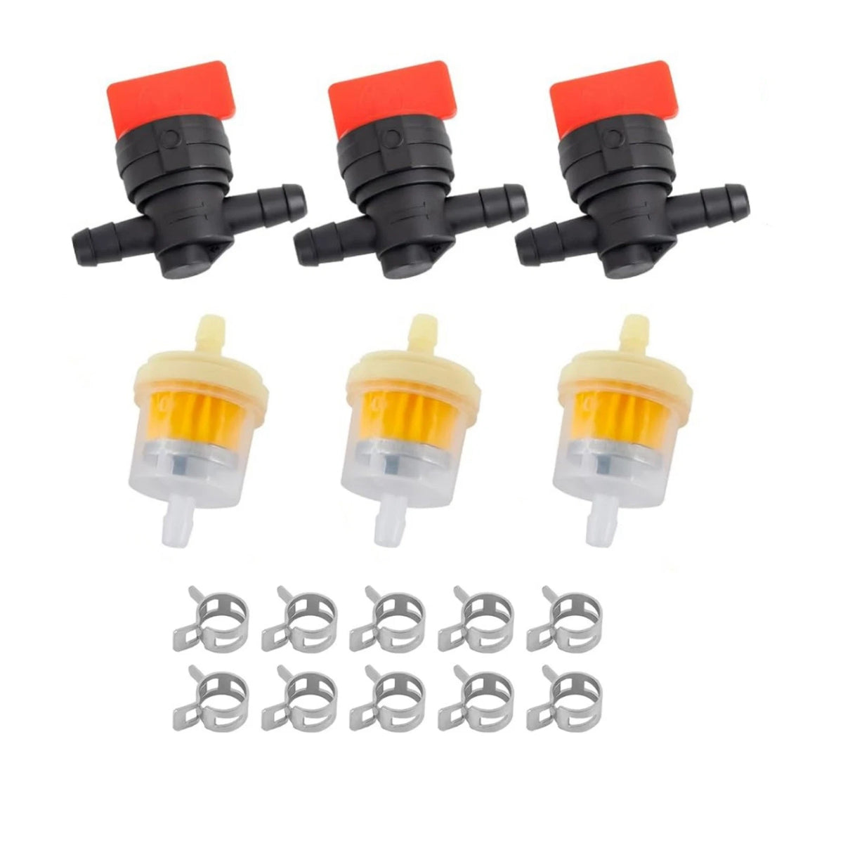 3-Pack Fuel Filter Replacement Kit 494768 698183 With Valves And Fuel Clamps
