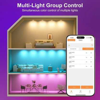 Smart Recessed Lighting, 5/6 inch, Compatible with Alexa, RGB+CCT 4Pack