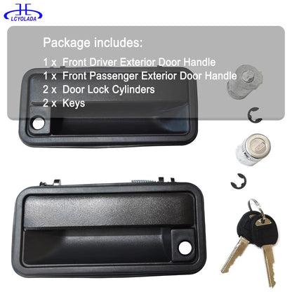 Lcyolada Metal Exterior Door Handles Lever Handle&Cylinder&Key, Black