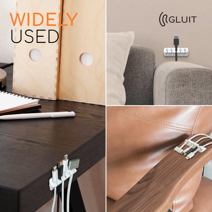 GLUIT Cord Organizer for Desk, Cable Holder Nightstand, 5 Pack, White
