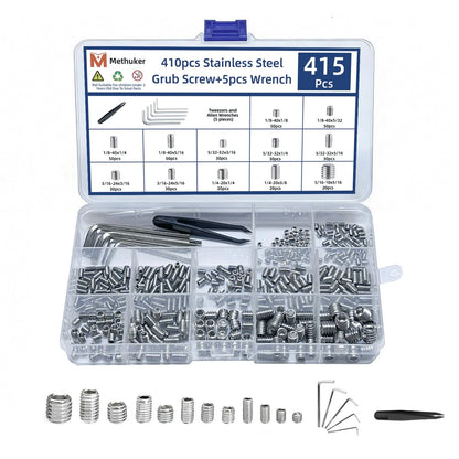 415 Pcs Socket Head Screws British Set Screw 1/8" x 40 to 5/16" x 18