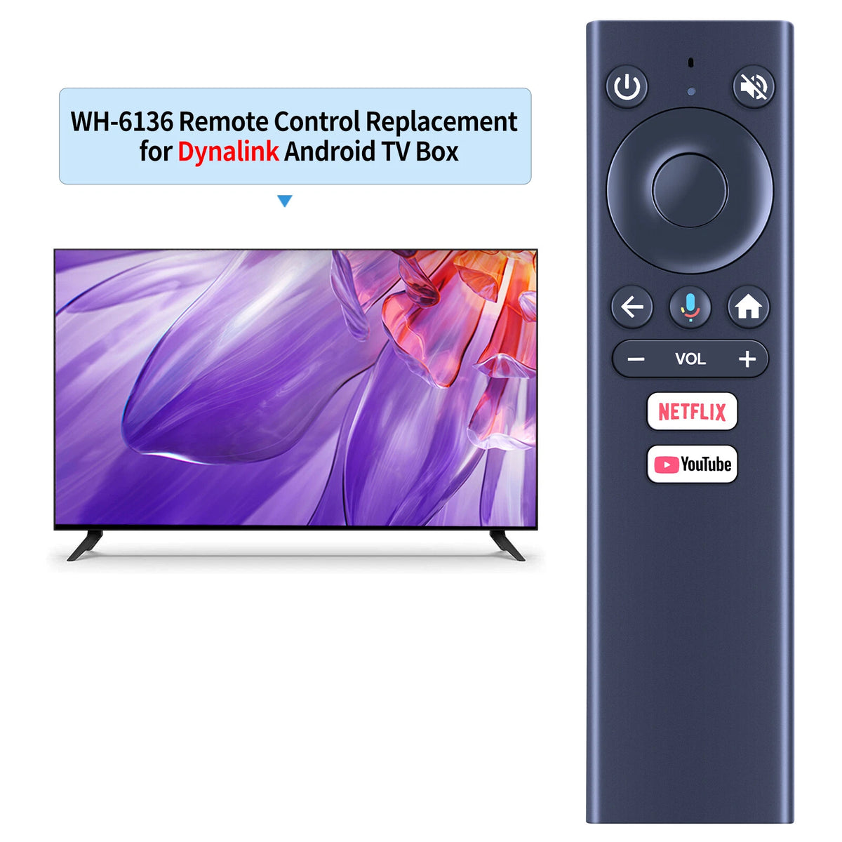 Remote Control For Dynalink Android TV Box Smart Streaming Media Player Voice