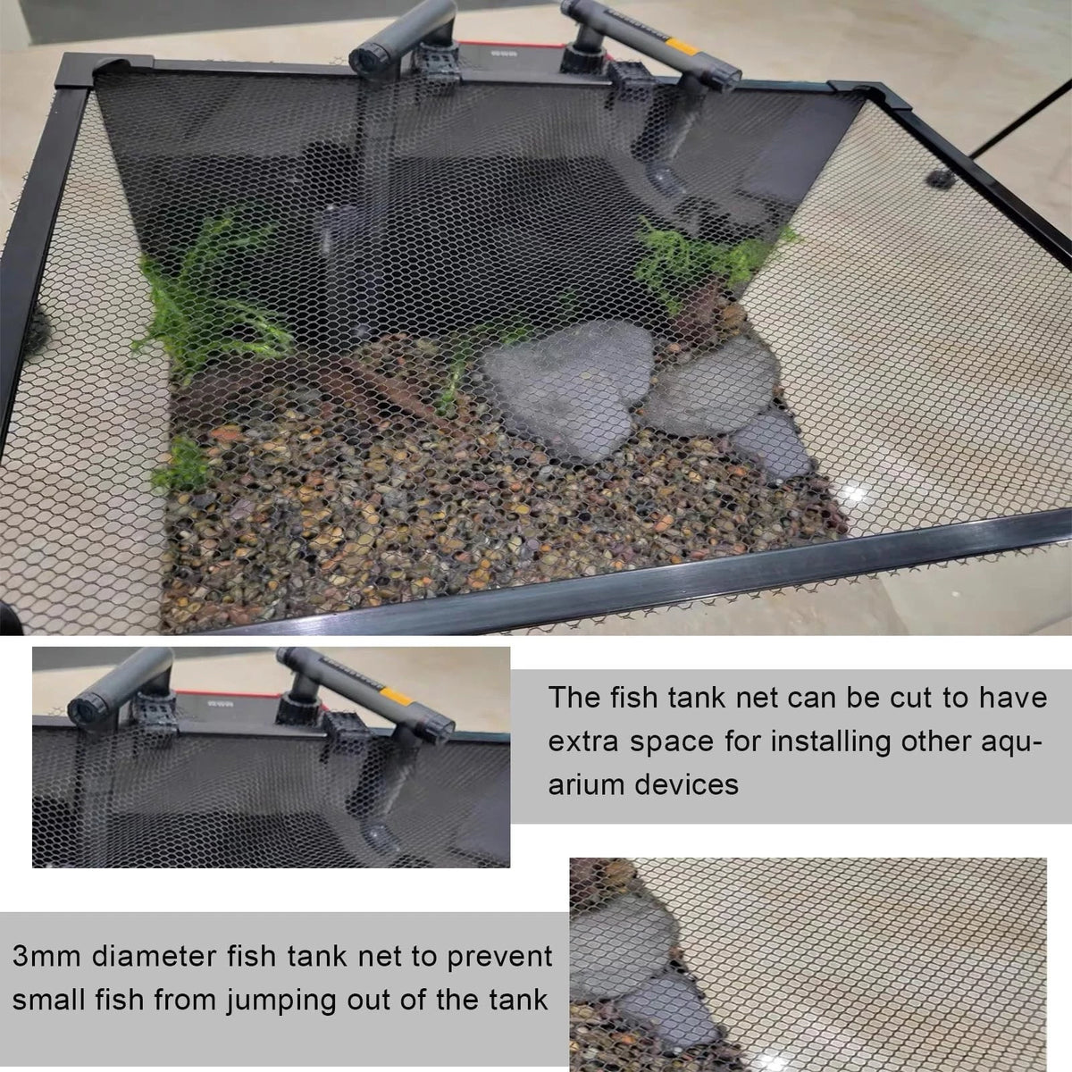 Magnetic Aquarium Cover lid Fish Tank Anti-Jumping net Big size, black