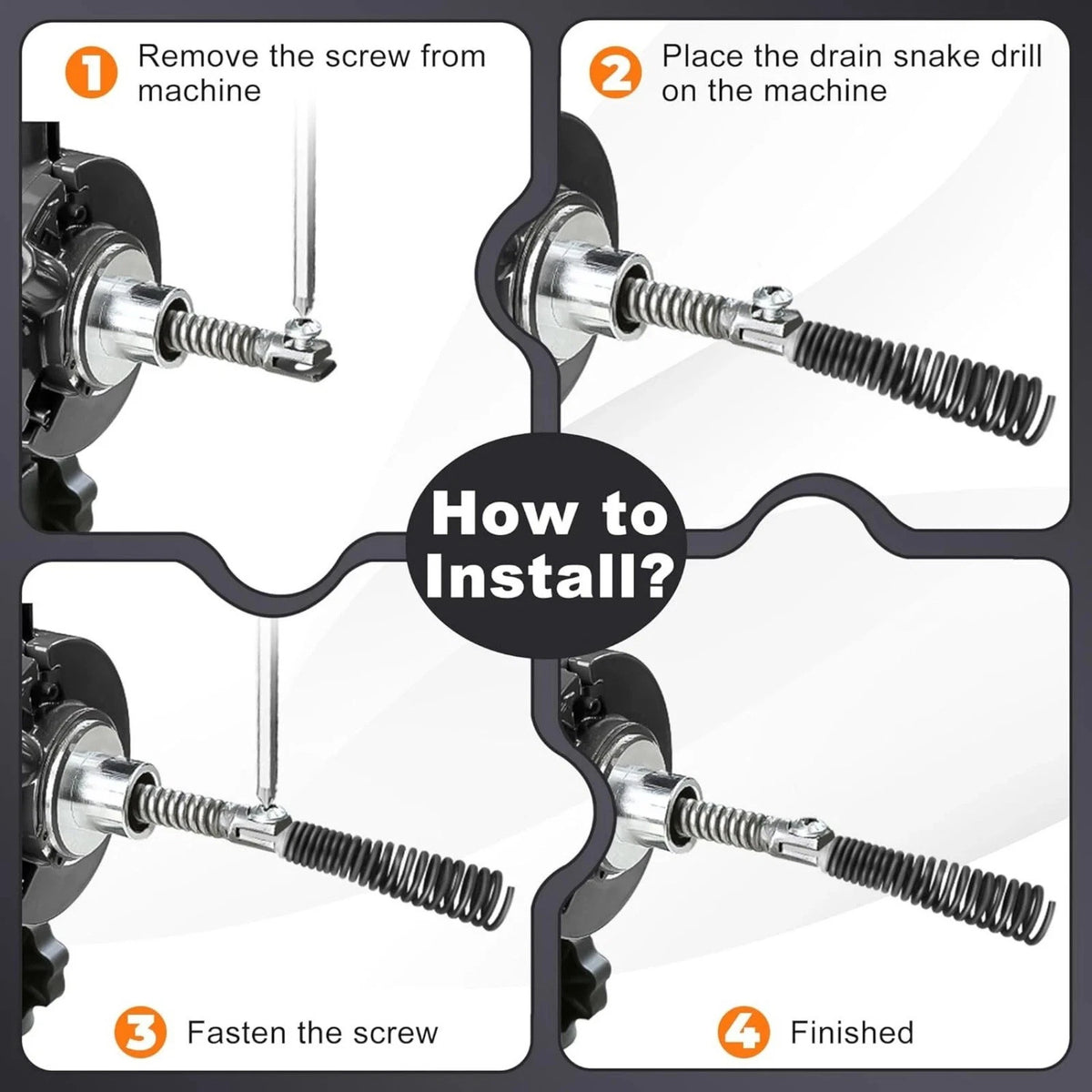 8PCS Steel Drain Snake Drill Bits Professional Pipe Cleaner Cutter Attachments