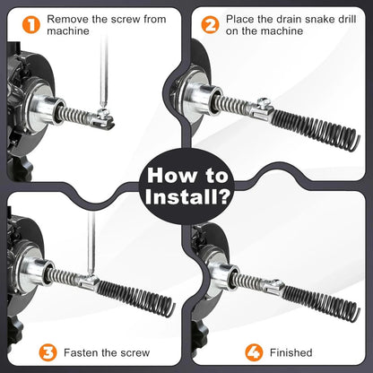 8PCS Steel Drain Snake Drill Bits Professional Pipe Cleaner Cutter Attachments