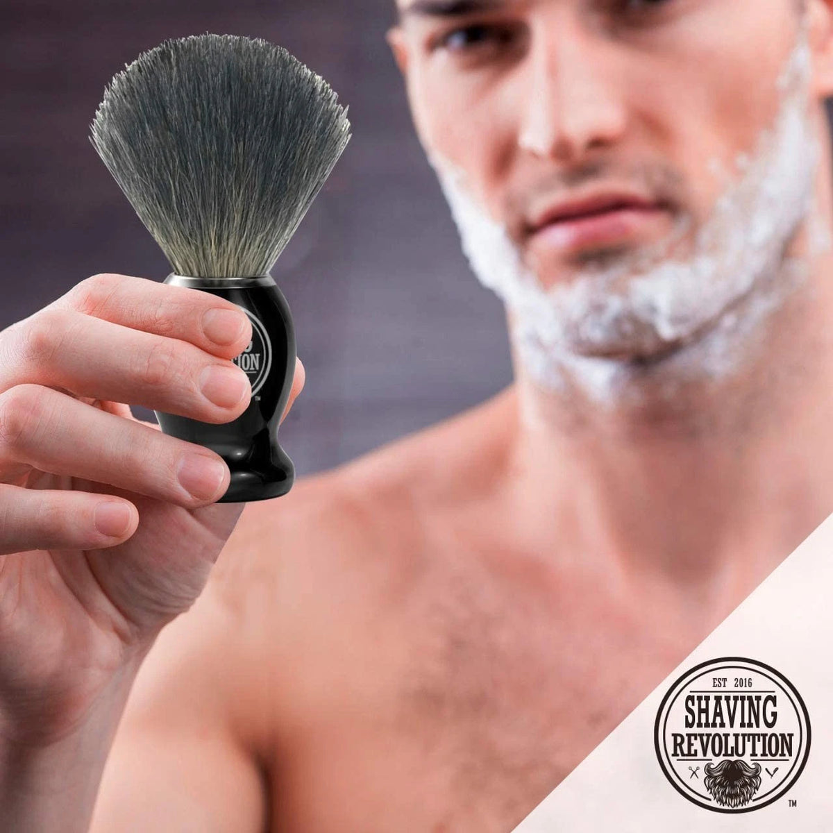 Viking Revolution Badger Hair Shaving Brush- Shave 1 Count (Pack of 1), Black