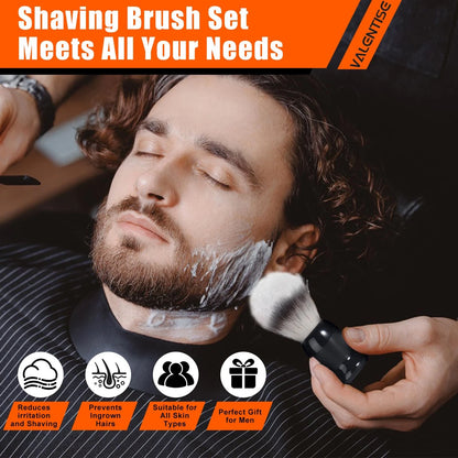 VALENTISE Shaving Brush, 3 In 1 Brush Set Includes Black and Sliver