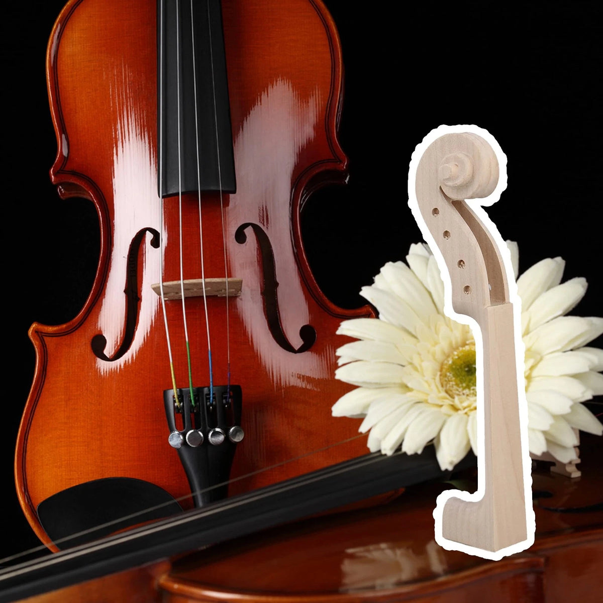 Yibuy DIY 4/4 Violin Neck Carved European Maple Wood Smooth Type2, beige