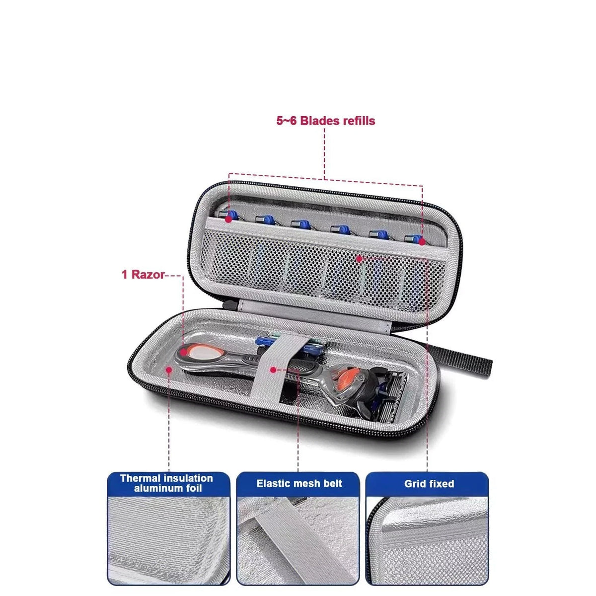 Razor Cover Travel Case, 7.28 x 2.95 x 1.38 inches, Case-Black