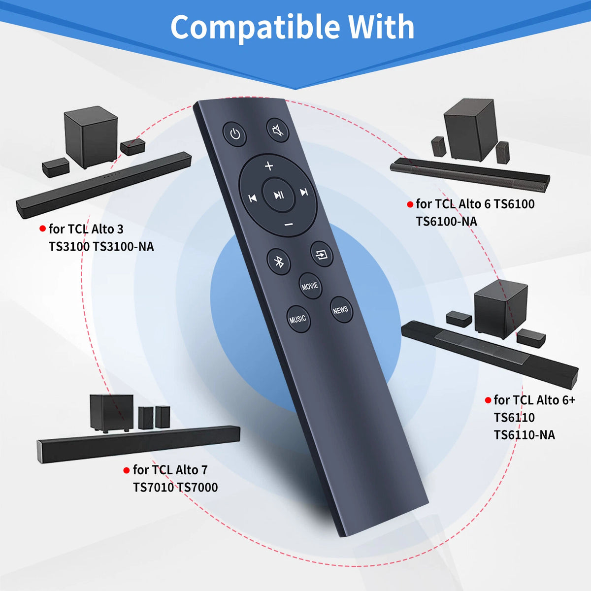 Remote Control For TCL Soundbar Alto 3 TS3100 TS3100-NA Alto 7 TS7010 TS7000