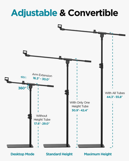 InnoGear Mic Stand Floor, Boom Arm Floor Microphone Height Black