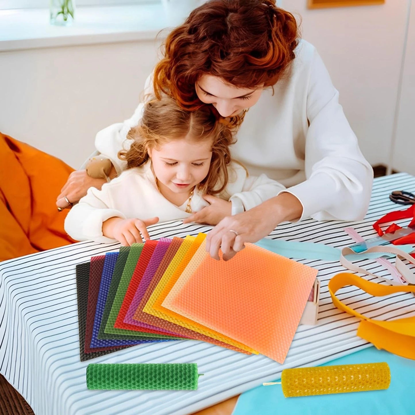GBACHOOSE Beeswax Sheets for Candle Making, 7.8x7.8 inches, 12Color - 24PCS