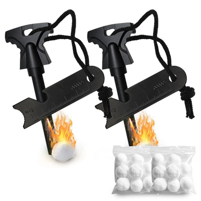 HOPKASE 2PCS Magnesium Fire Starter with Striker, High Temp 2 Pack Black