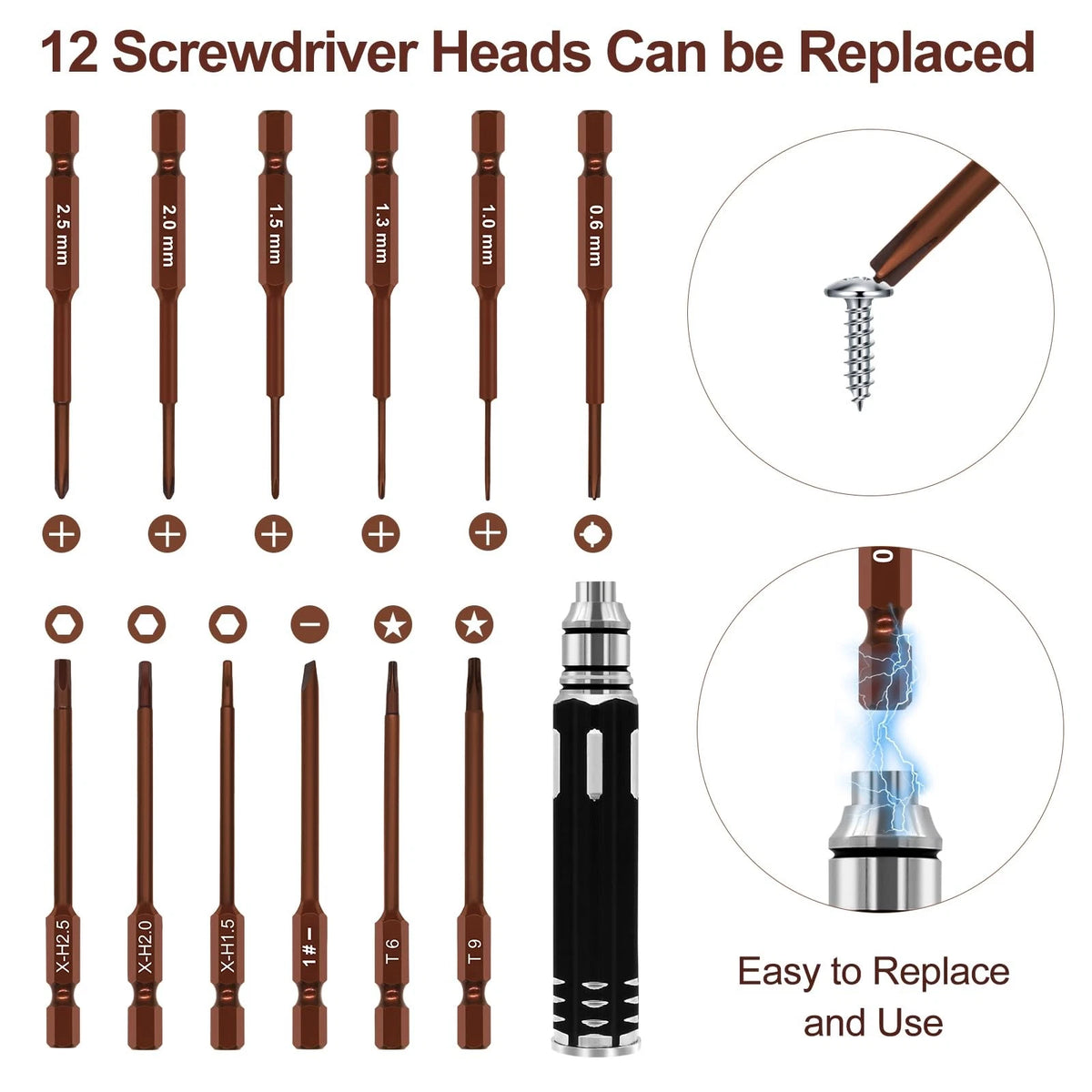 Craznick Repair Screwdrivers Tool Set for DJI Air 2/2S/3 Mavic Reddish-brown