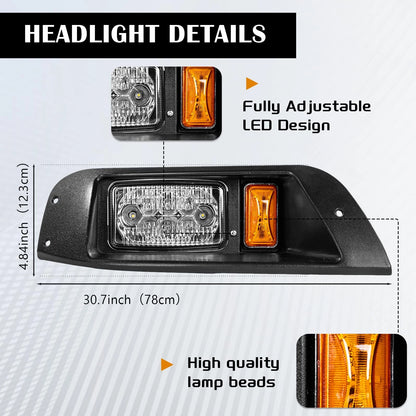 VPAHub EZGO TXT 1996-2013 LED Adjustable Light Kit 48V, 2 Black/Amber/Clear