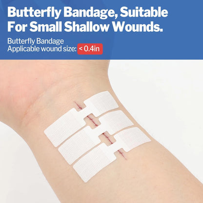 AZEN 16 Pack Wound Closure Strips, 4 Types Butterfly 16P (Mix), 4mix