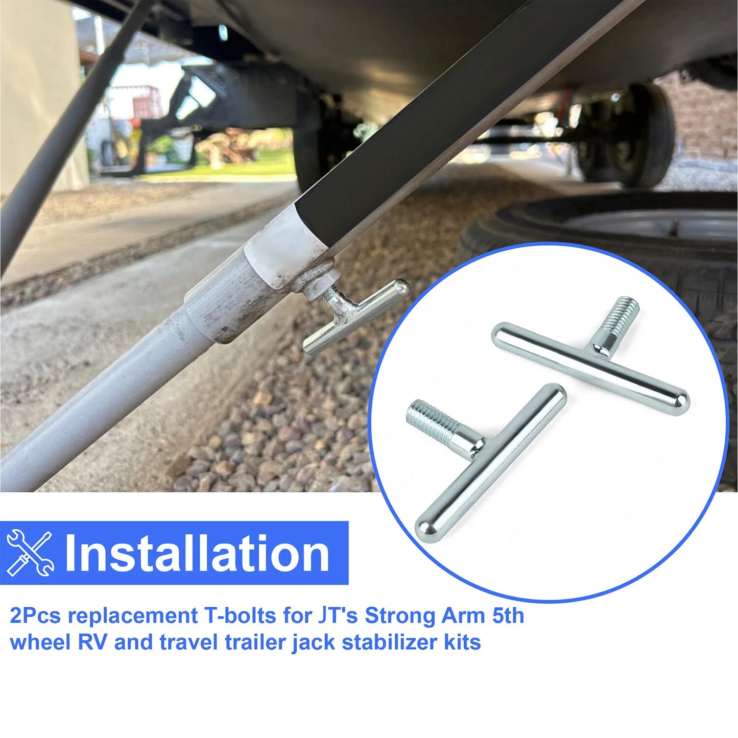 2Pcs T-Handles Bolts For JT's Strong Arm Jack Stabilizer 314594