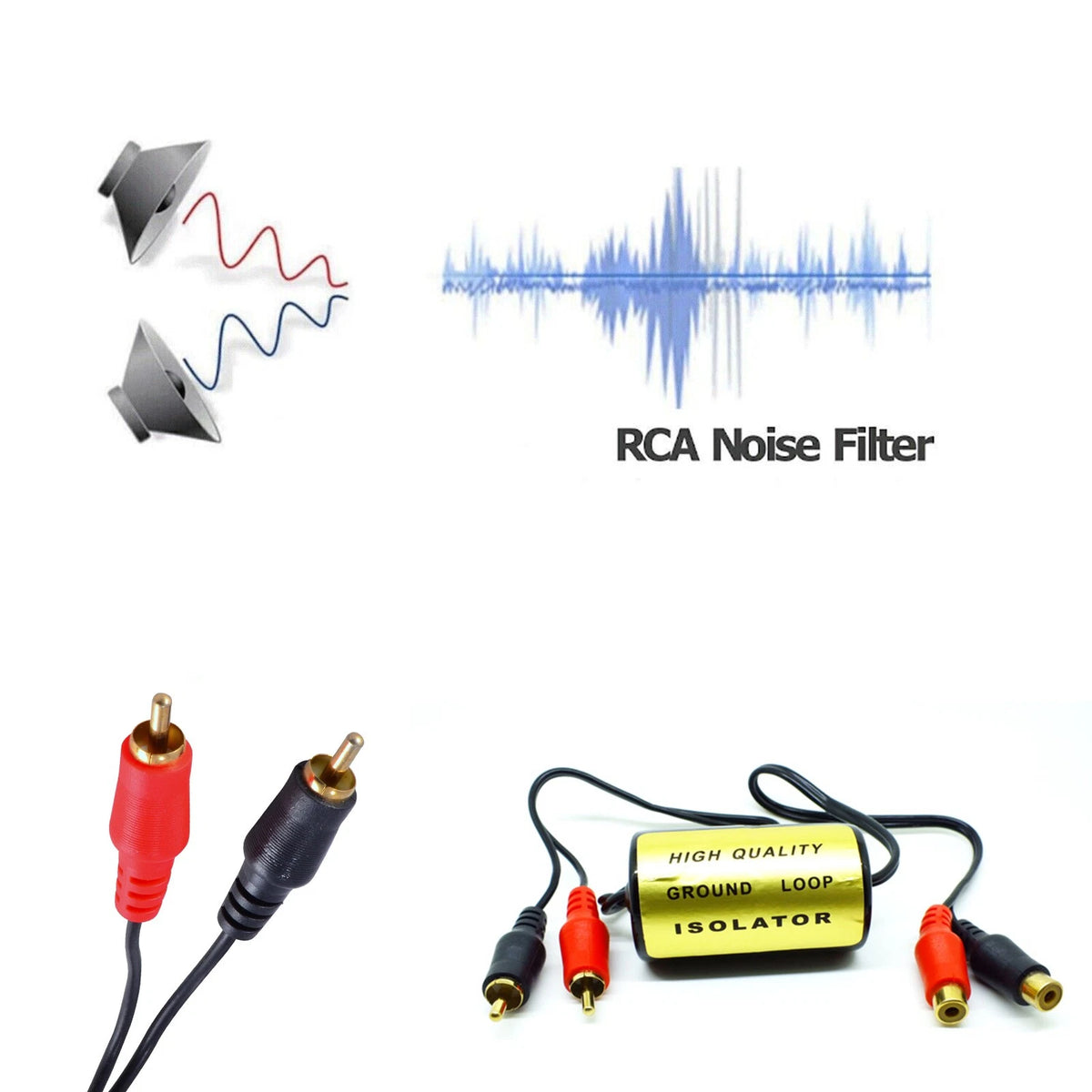 1* RCA Audio Noise Filter Suppressor Ground Loop Isolator Car & Home Stereo Part