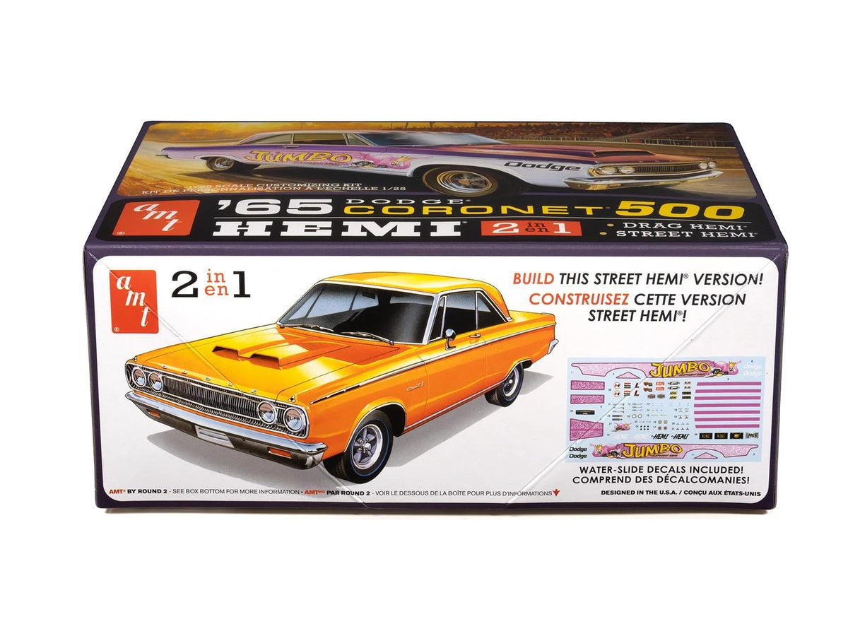AMT 1965 Dodge Coronet 500 Hardtop HEMI 1:25 Scale Model Kit White