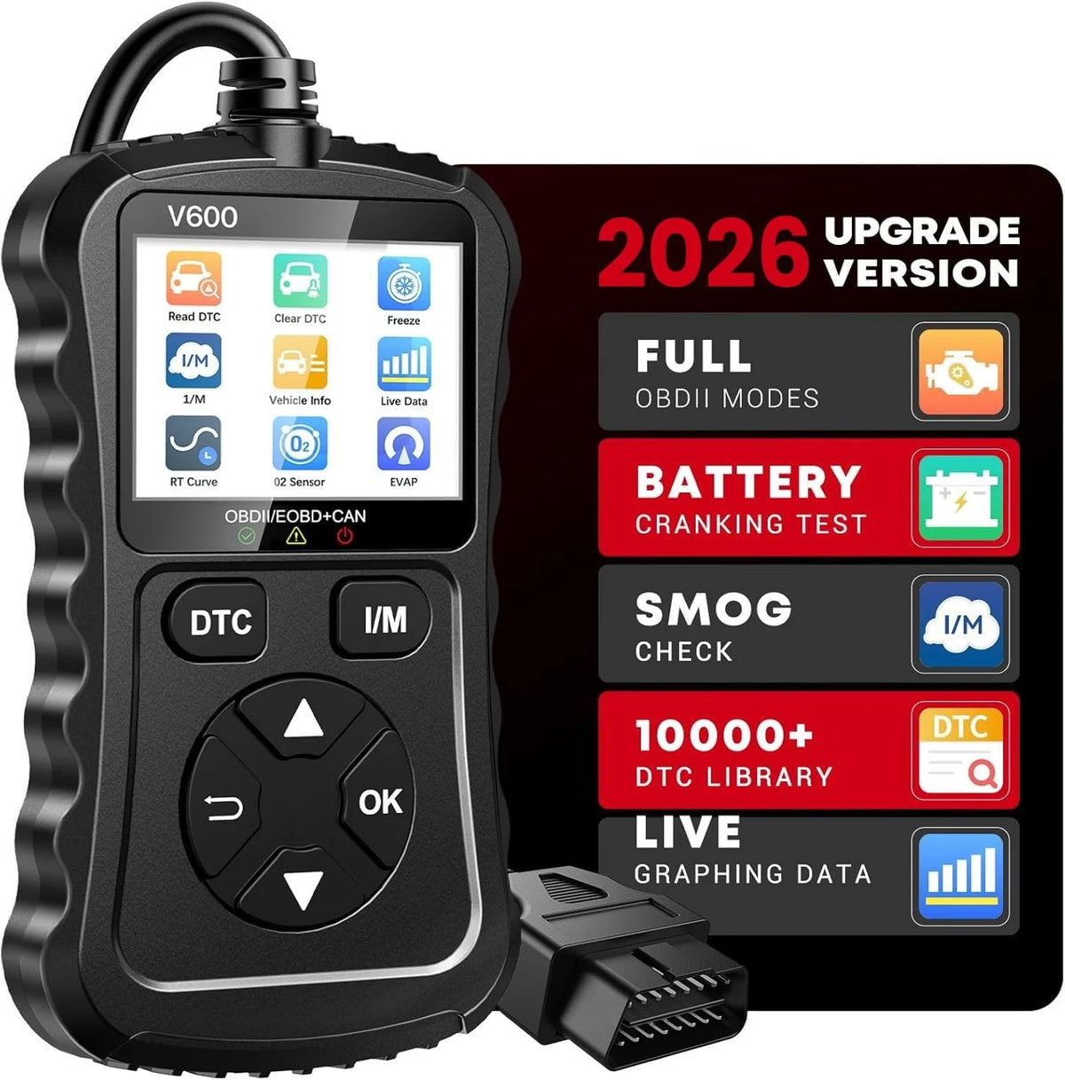 XIAUODO OBD2 Scanner Car Code Reader Support Small and Portable, black