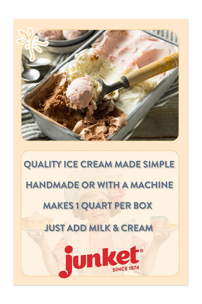 Junket Ice Cream Mix Bundle - 2 Vanilla, 2 Chocolate, 2 4 Ounce (Pack of 6)