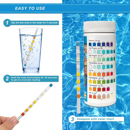 pol 8-in-1 Pool Test Strips, 100 Strips Water Testing for Swimming Pool,...