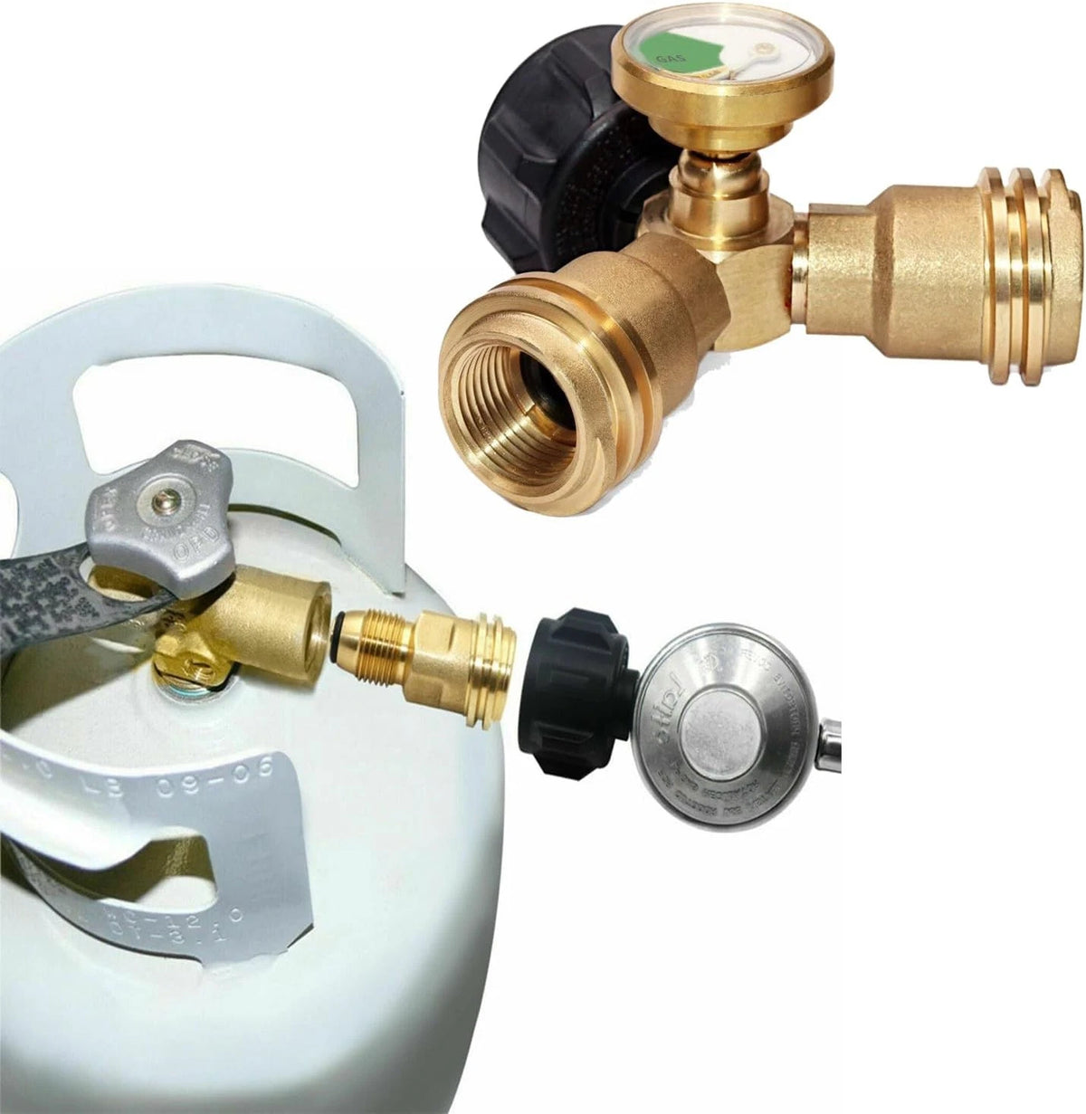 Hooshing Propane Tank Adapter Converts POL LP Service Valve to QCC1 /...