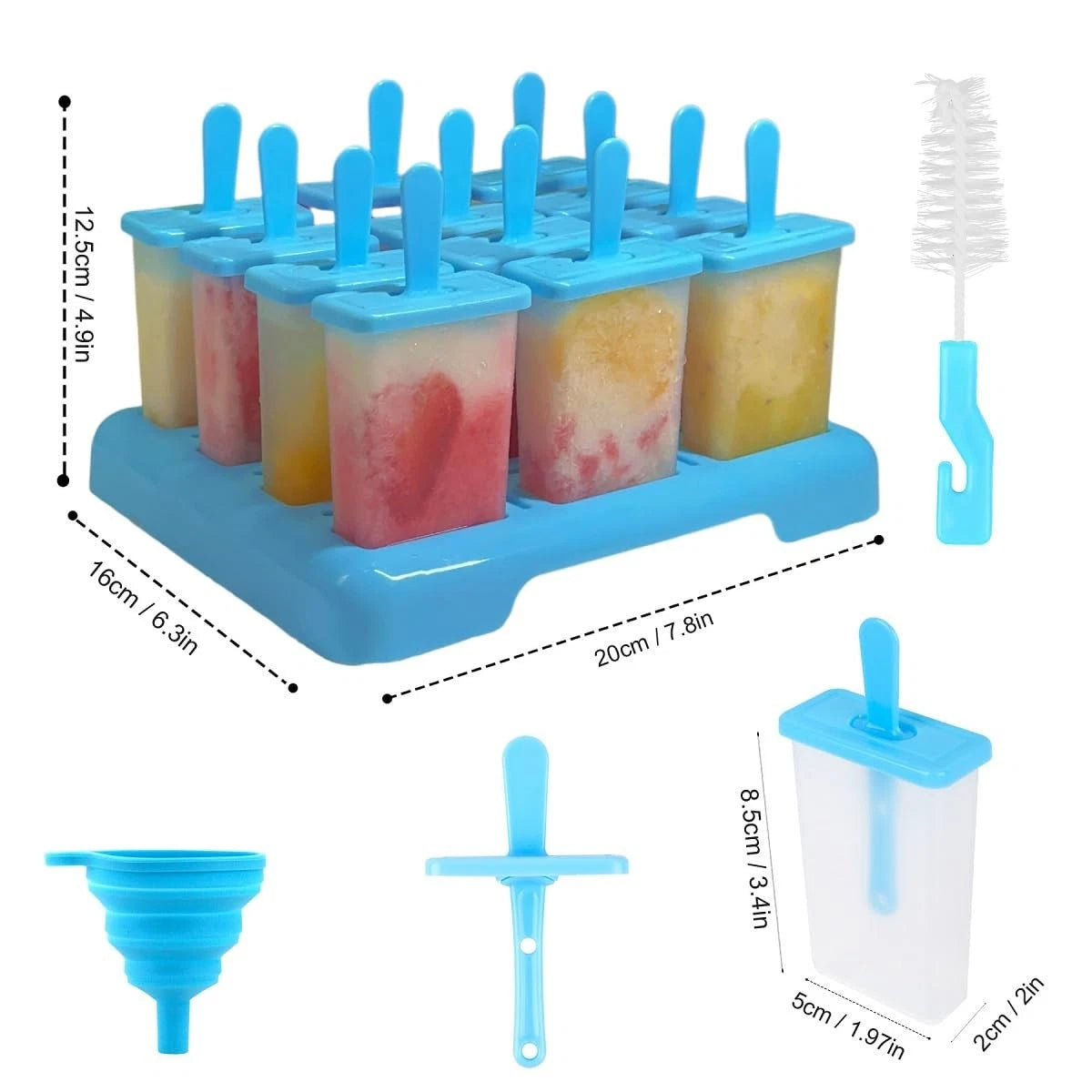 12 Cavities Popsicles Molds, Popsicle Molds with Built-in Large, 12