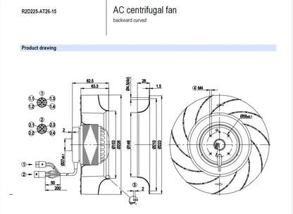 Ebmpapst R2D225-AT26-15 Centrifugal Fan 400~460VAC 0.2/0.22A ??225MM Cooling Fan